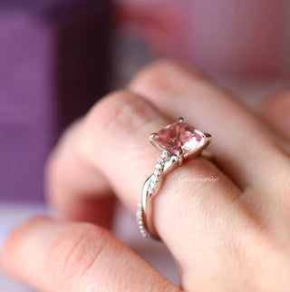 Sophia Cushion Cut Morganite Ring in Sterling Silver