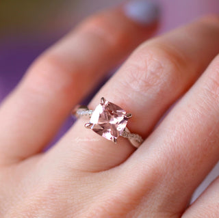 Sophia Cushion Cut Morganite Ring in Sterling Silver