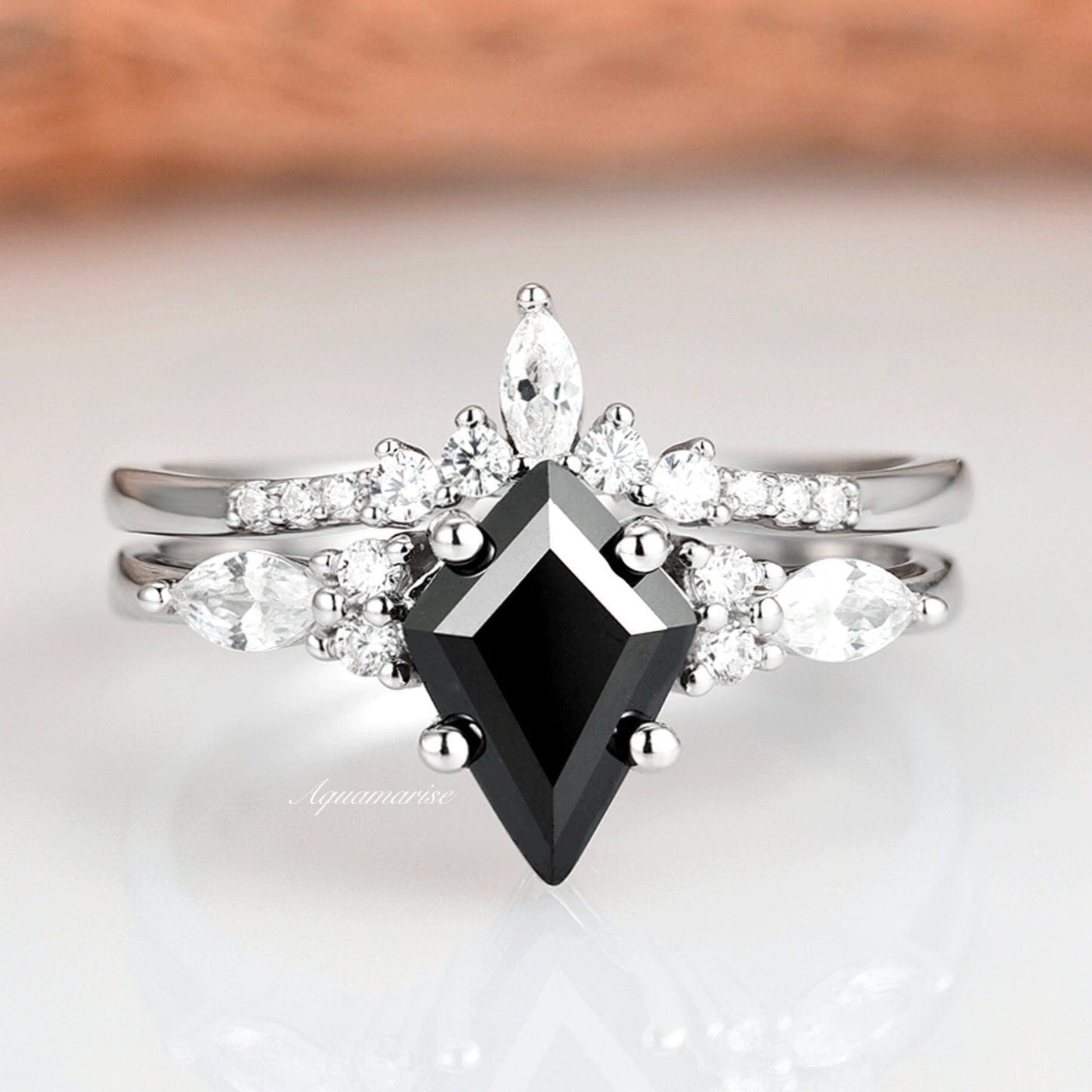 Skye Black Diamond Ring Set- Sterling Silver
