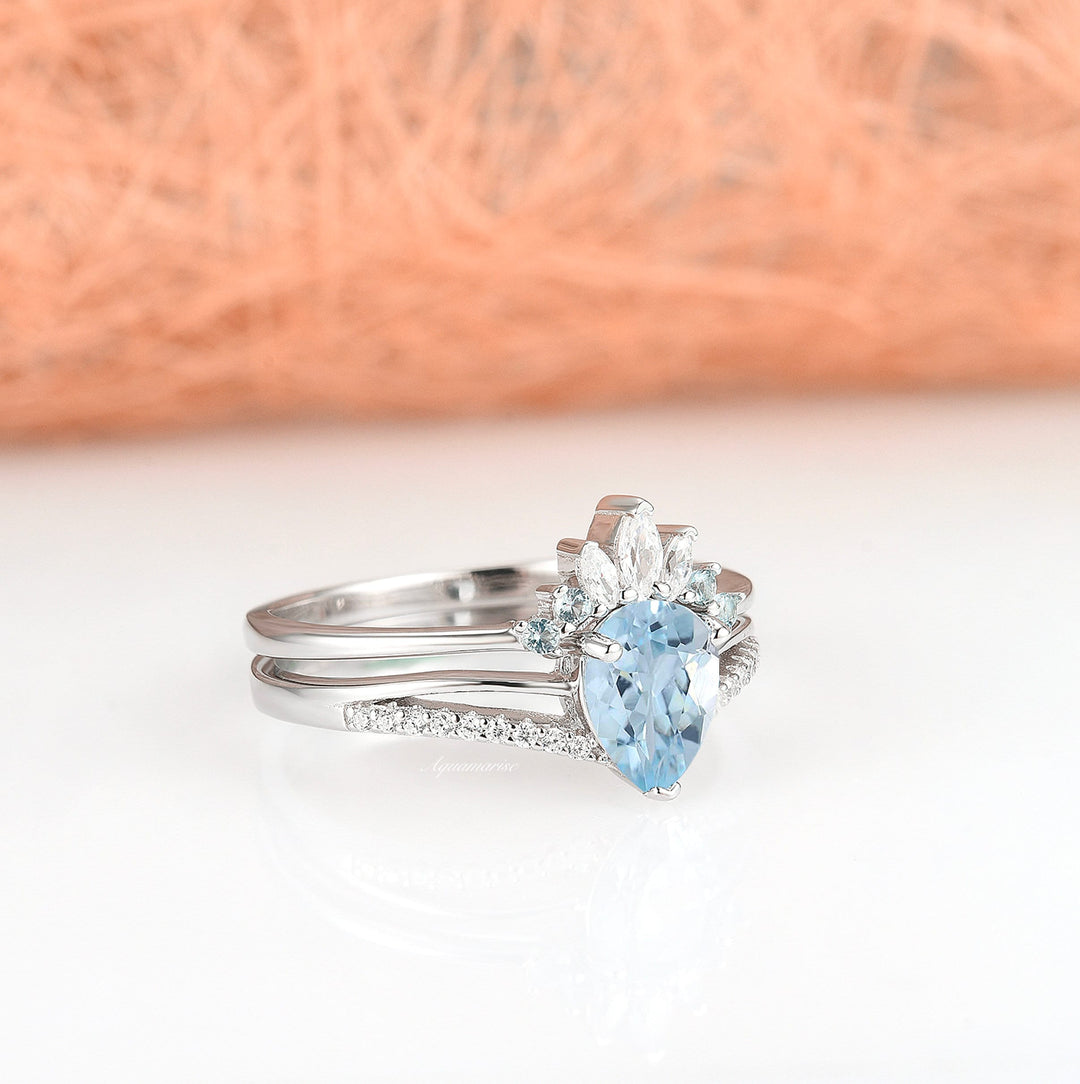 Dakota Aquamarine Ring Set- Sterling Silver