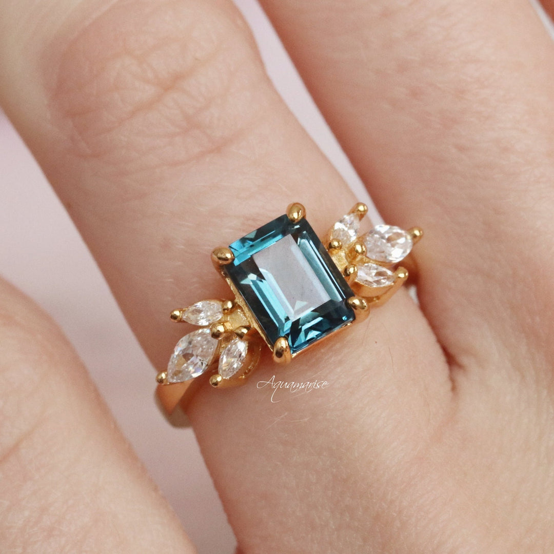 Eva London Blue Topaz Ring- 14K Gold Vermeil