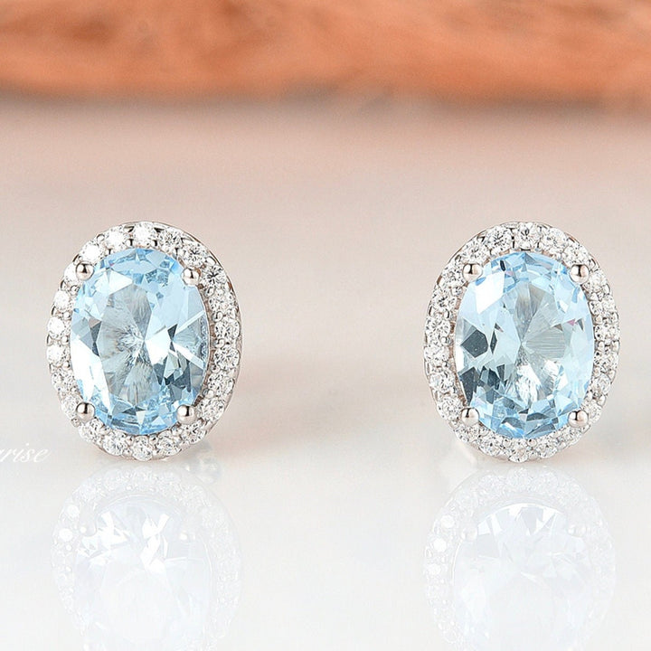 Iris Aquamarine Earrings- Sterling Silver