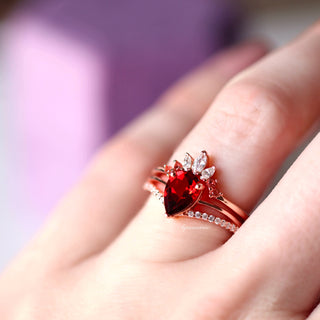 Dakota Natural Red Garnet Ring Set in 14K Rose Gold Vermeil