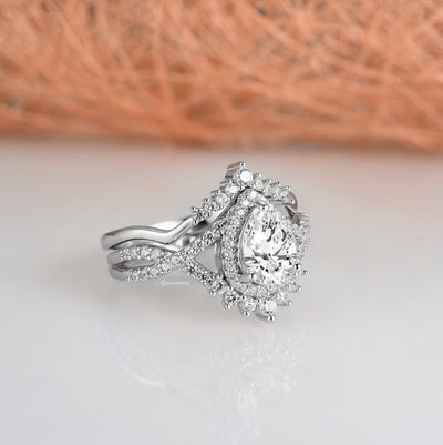 Harper White Sapphire Ring Set- Sterling Silver