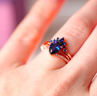 Dakota Teardrop Blue Sapphire Ring Set in 14K Rose Gold Vermeil