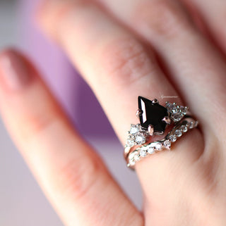 Skylar Kite Cut Black Onyx Engagement Ring Set in Sterling Silver