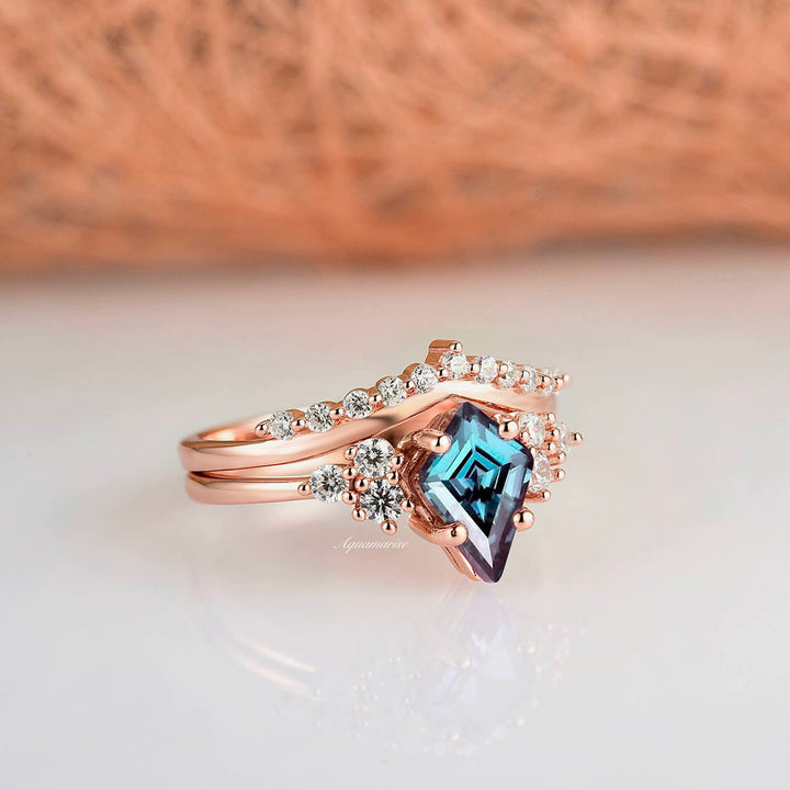 Skylar Alexandrite Ring Set- 14K Rose Gold Vermeil