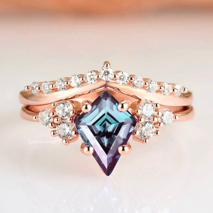 Skylar Alexandrite Ring Set- 14K Rose Gold Vermeil