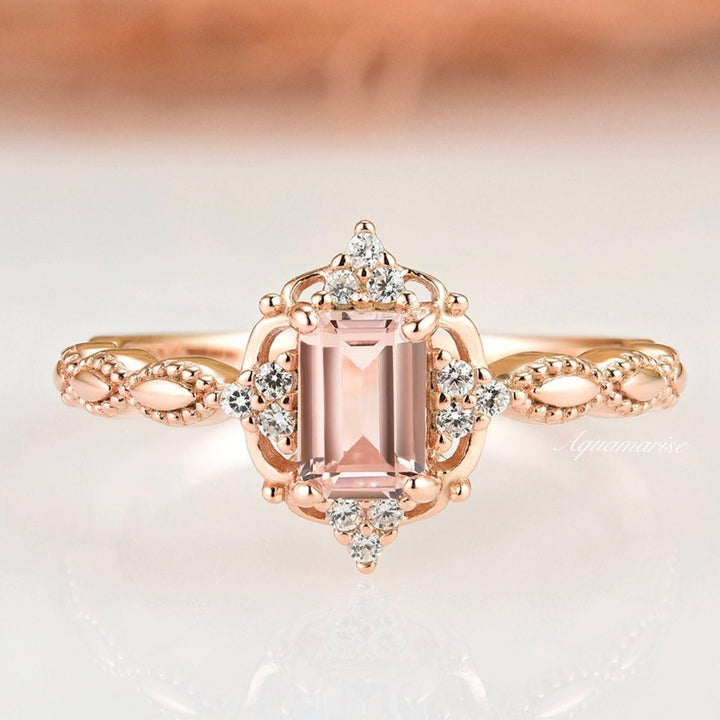 Claire Morganite Ring- 14K Rose Gold Vermeil