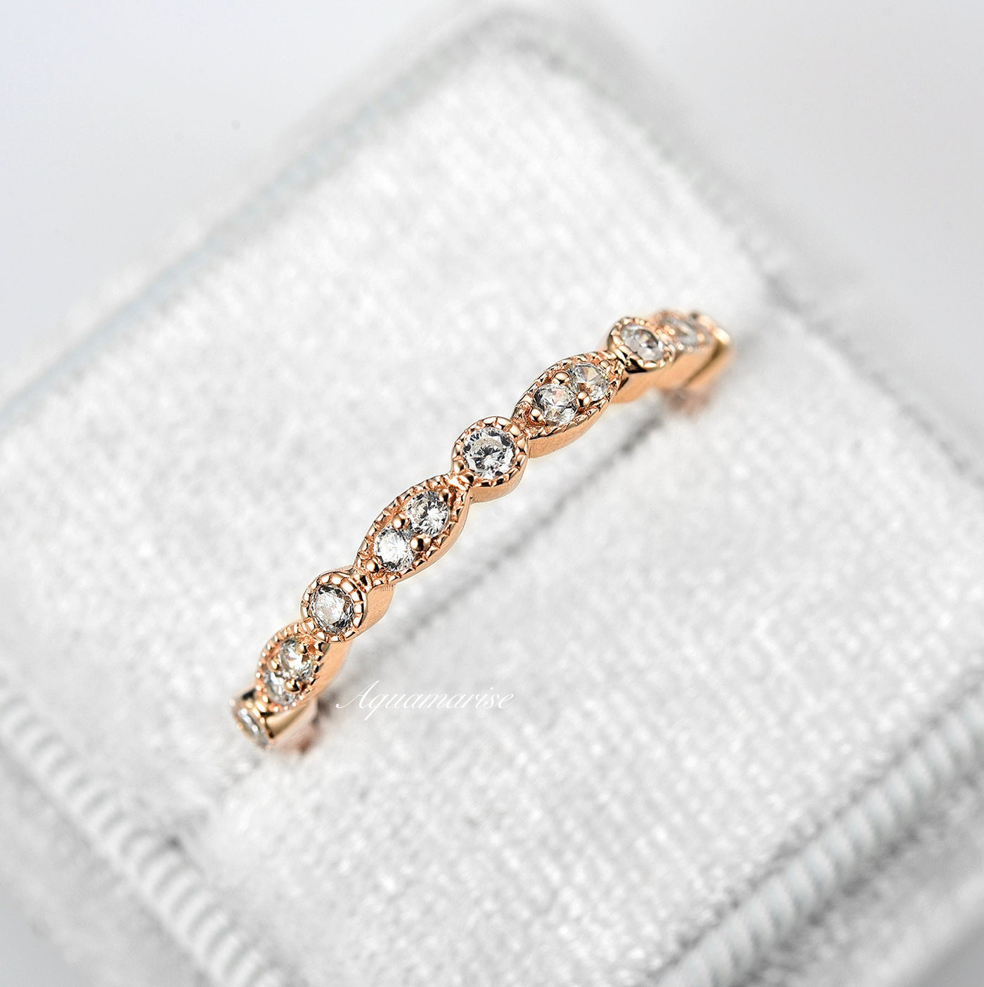 Luxe Simulated Diamond Band - 14K Rose Gold Vermeil