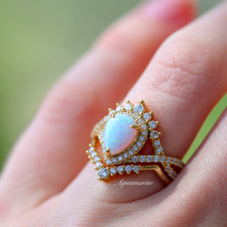 Harper White Fire Opal Ring Set in 14K Yellow Gold Vermeil
