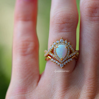 Harper White Fire Opal Ring Set in 14K Yellow Gold Vermeil