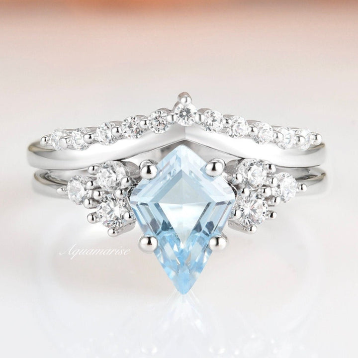 Skylar Aquamarine Ring Set- Sterling Silver