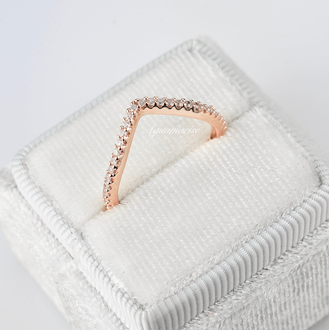 Chevron Wedding Band- 14k Rose Gold Vermeil