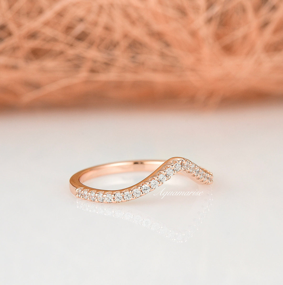 Chevron Wedding Band- 14k Rose Gold Vermeil