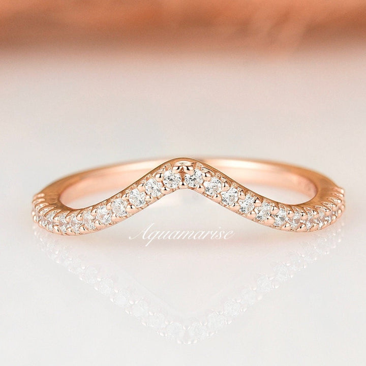 Chevron Wedding Band- 14k Rose Gold Vermeil