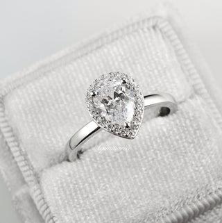 Simulated Diamond Teardrop Engagement Ring in Sterling Silver