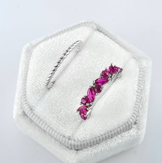 Willow Marquise Cut Ruby Stacking Ring Set in Sterling Silver