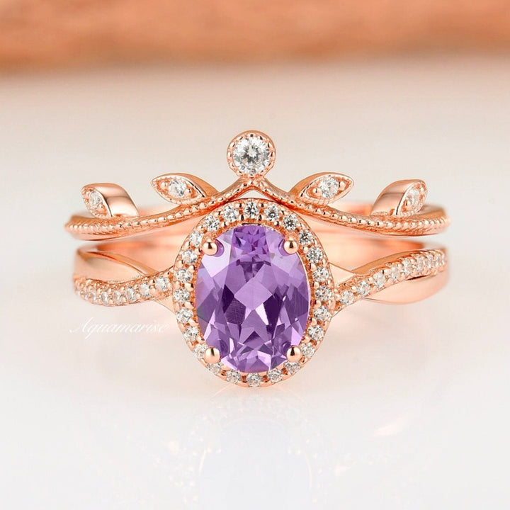 Gemma Amethyst Ring Set- 14K Rose Gold Vermeil