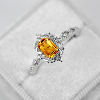 Natural Citrine Engagement Ring in 14K White Gold