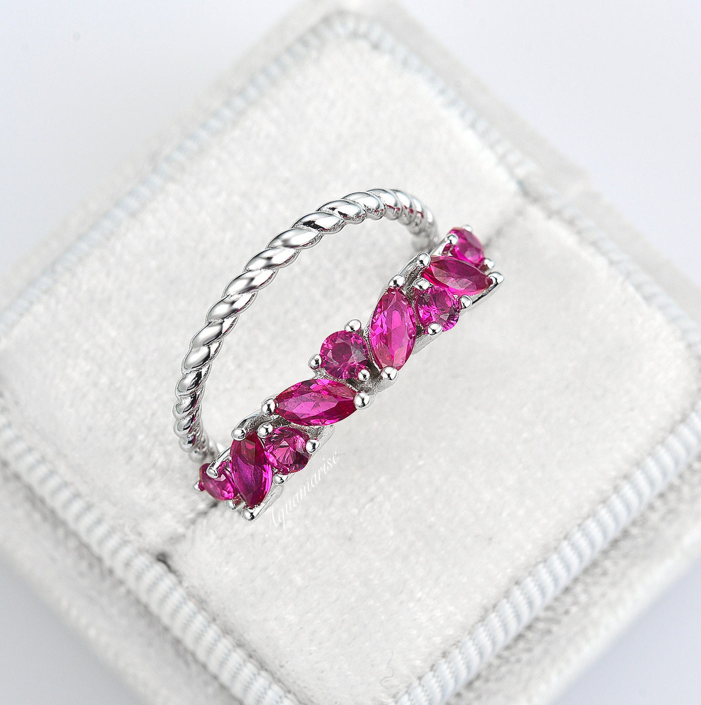 Willow Ruby Ring Set- Sterling Silver