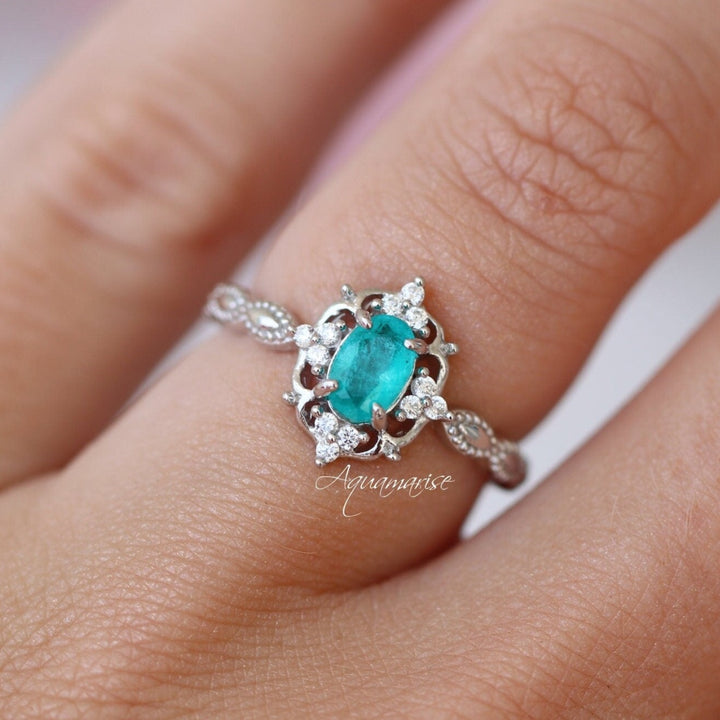 Claire Paraiba Tourmaline Ring- Sterling Silver