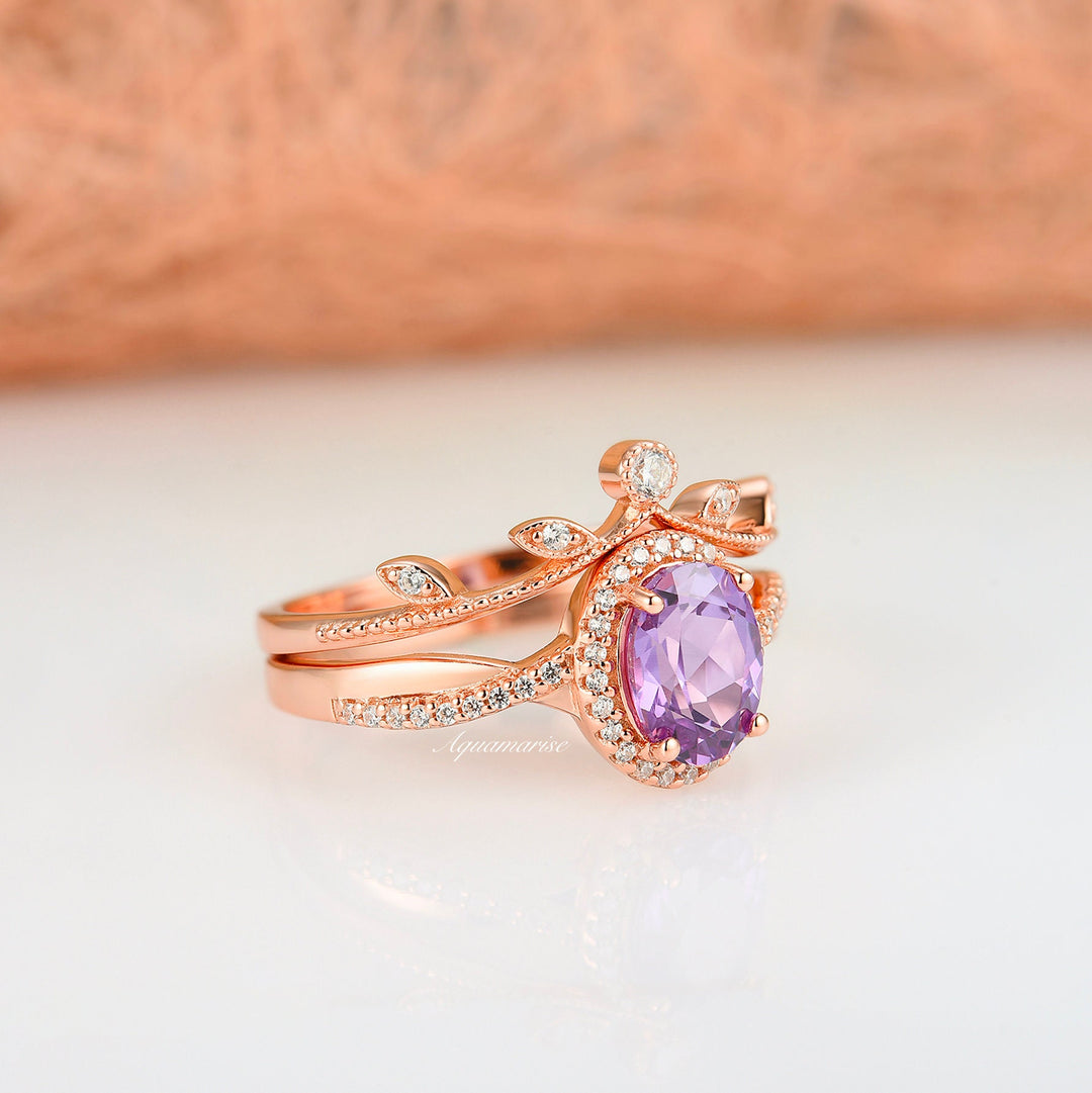 Gemma Amethyst Ring Set- 14K Rose Gold Vermeil